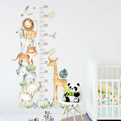 3PC Cartoon Animal Height Ruler Wall Stickers for Waterproof Removable PVC Kids Room Kindergarten Home Decoration