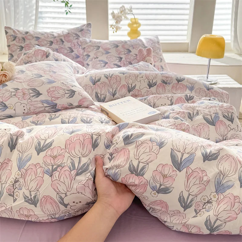 Cute Dog Printed Duvet Covet Set Brown Color Comforter Cover with Pillowcase for Kids Single/Queen/King housse de couette Full