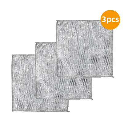 3/10/20 Pcs Stainless Steel Scrubbing Cloths - Non-Scratch, Quick-Dry, Silvery Cleaning Cloth Dish Towel Reusable Kitchen