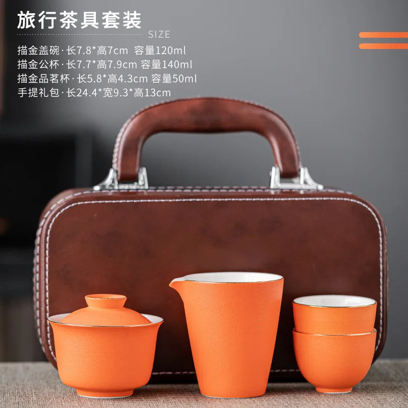Light Luxury Portable Ceramic Tea Set Creative Office Kung Fu Tea Set Chinese Outdoor Travel Quick Tea Cup Set Friend Gift