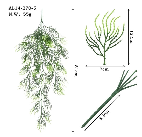 80cm Persian fern Leaves Vines Home Room Decor Hanging Artificial Plant Plastic Leaf Grass Wedding Party Wall Balcony Decoration