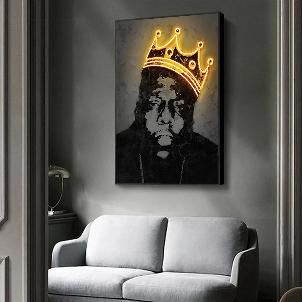 Abstract Rapper Wall Art Home Decor Poster Neon Effect Hip Hop Artist 2Pac Canvas Paint Bedroom Decoration Mural Picture Print