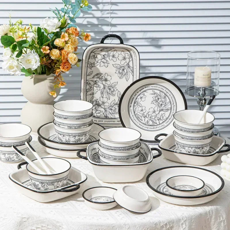 Skål sæt husholdning High Beauty Ceramic Tableware Gift Box 【20pcs】