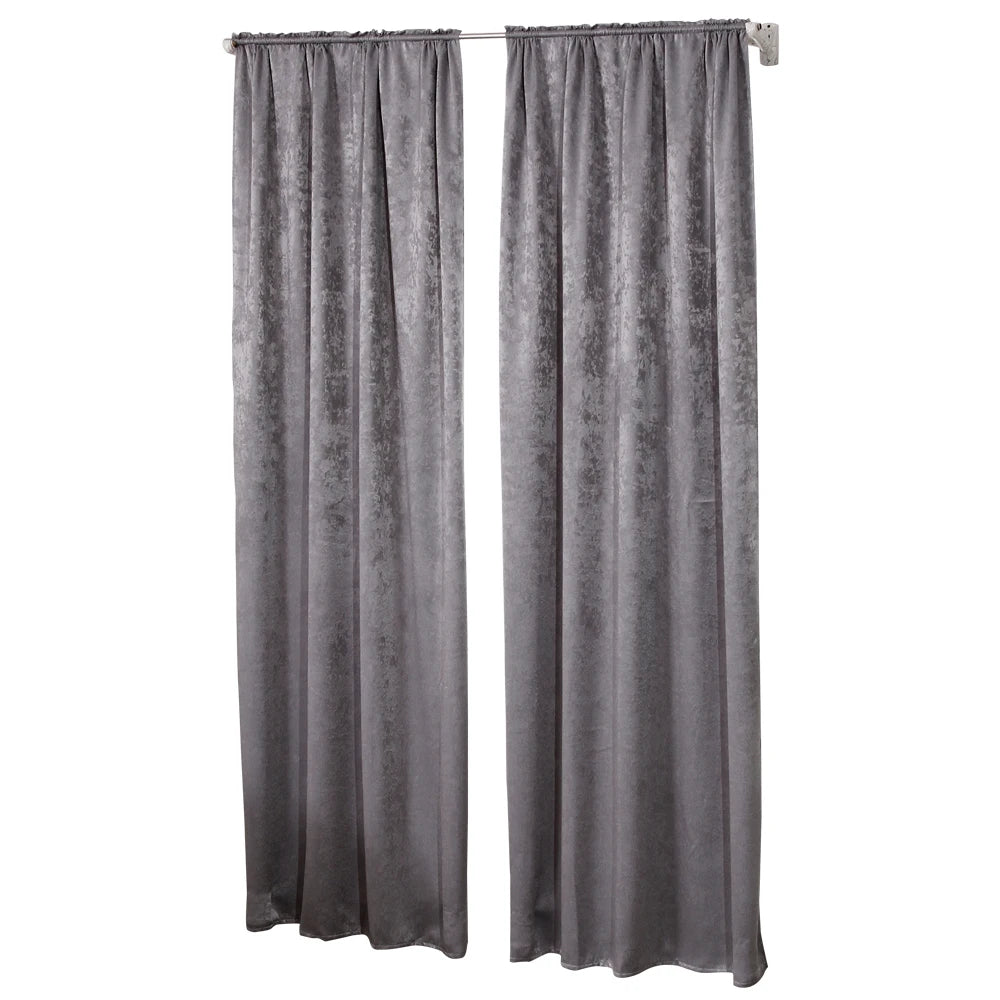 2PCS/Set Thermal Curtain Opaque Blackout Curtain with Ruffle Tape Heavy Blackout Curtain Damask Crush Effect for Bedroom  Window
